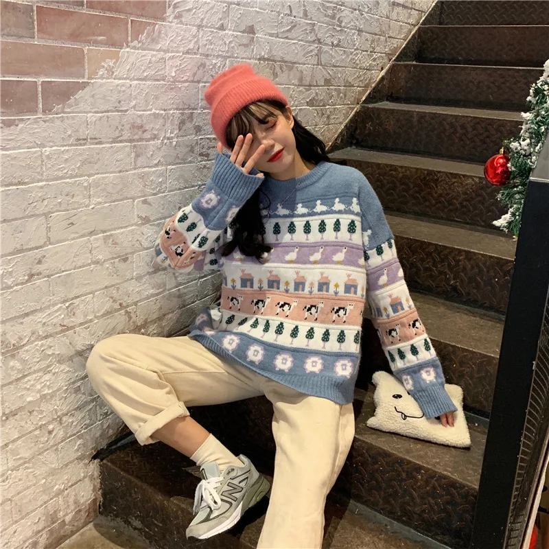 Осенние винтажные женские свитера Толстый Пуловер зимний теплый вязаный джемпер