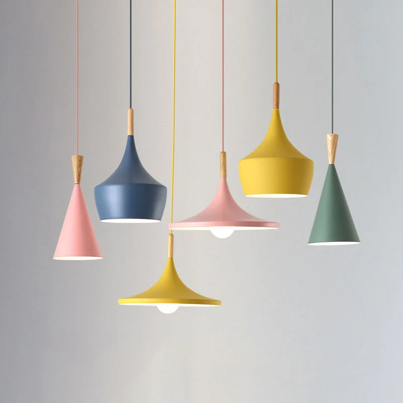 Современный подвесной светильник Железный Абажур деревянный светодиодный для