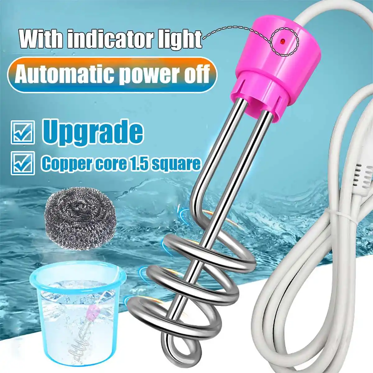

3000W/2500W/2000W Electric Water Heater Portable Mini Hot Water Boiler Automatic Immersion Heaters for Bathroom Swimming Pool