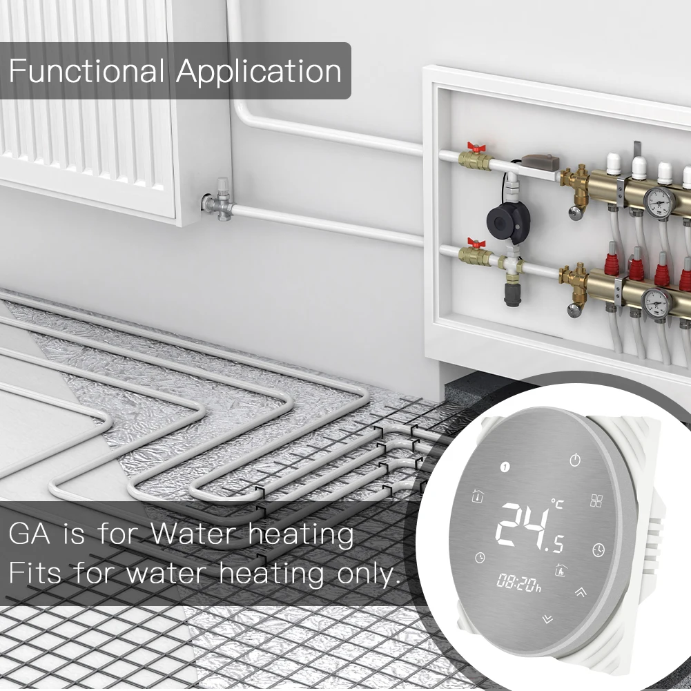 Умный термостат для теплого пола с Wi Fi металлическая матовая панель Smart Life/Tuya APP