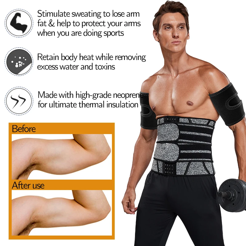 Сжигающие жир Пот Повязки на руку мужские тренировочные повязки для потери веса