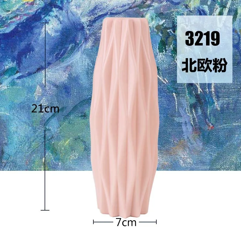 3219-Pink Многостильная оригами пластиковая ваза белая имитация керамического цветочного горшка Цветочная корзина Цветочная ваза для украшения интерьера скандинавские украшения - Цвет: 3219-Pink