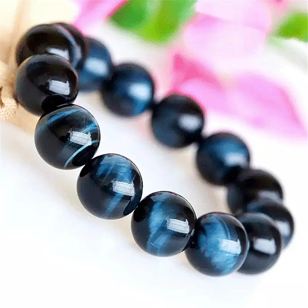 

Top Natural Blue Tiger Eye's Bracelet For Woman Men Crystal Cat Eye Round Beads Energy Jewelry AAAA 8mm 10mm 12mm 14mm 16mm 18mm