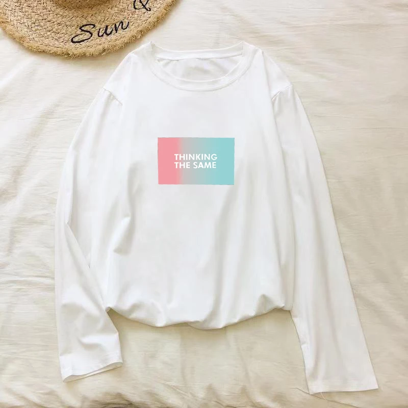 Женская толстовка с буквенным принтом Shellsuning розовый синий пуловер круглым