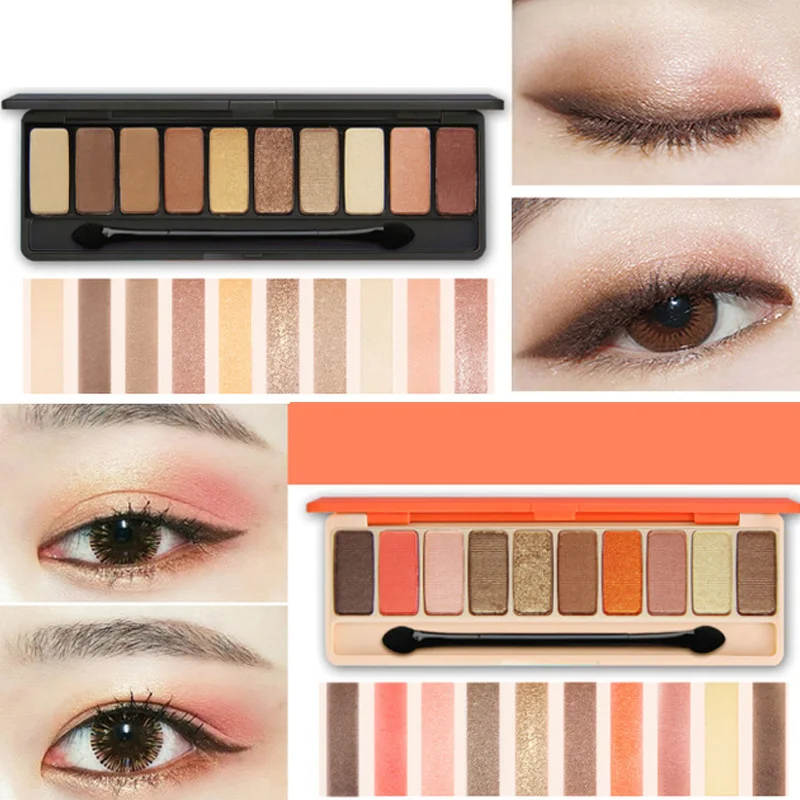 Палитра теней для век 10 цветов матовые нюдовые блестящие тени инструменты