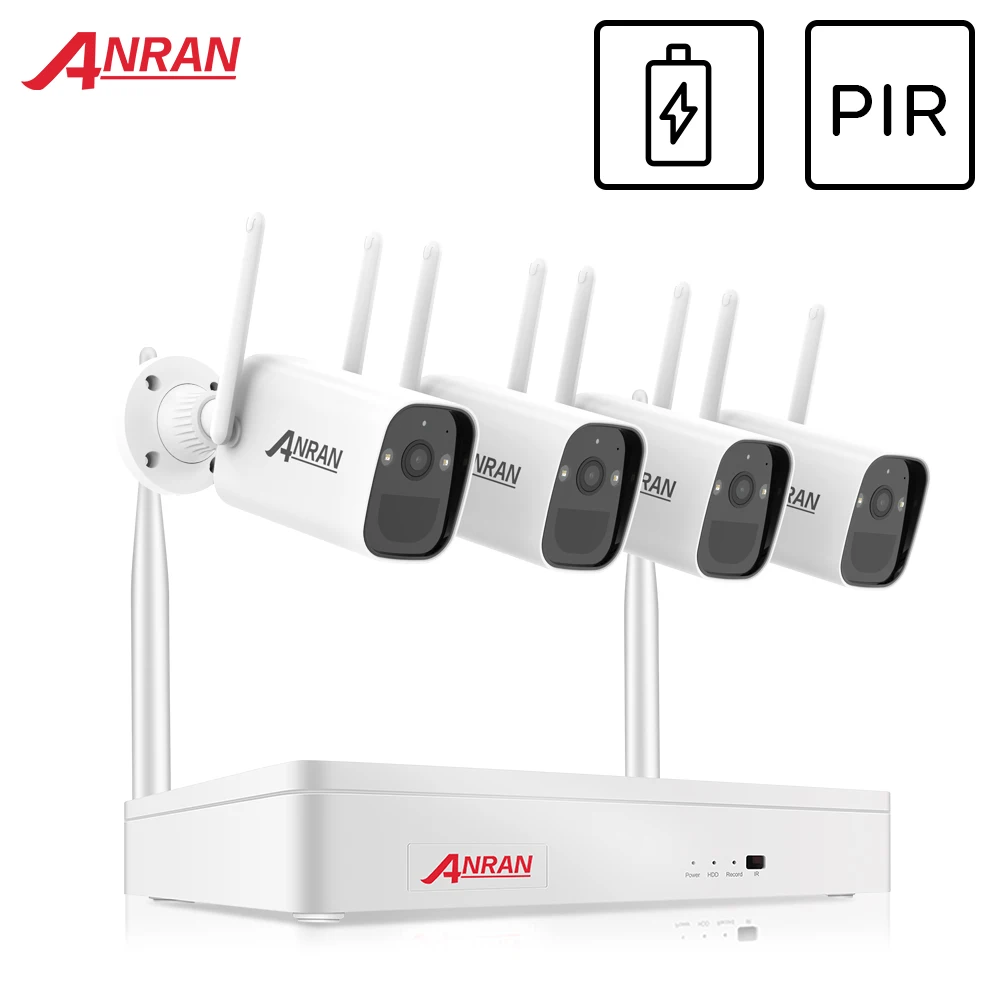 ANRAN 3MP Wireless Rechargeable Battery Video Surveillance Kit 1296P Recorder Waterproof Audio Camera System PIR | Безопасность и
