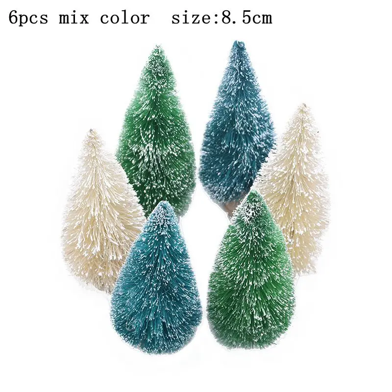 B04-8.5cm-6pcs mix Разноцветная белая зеленая искусственная мини-елка для детей DIY Деревянная Рождественская миниатюрная Рождественская елка настольное украшение сосны - Цвет: B04-8.5cm-6pcs mix