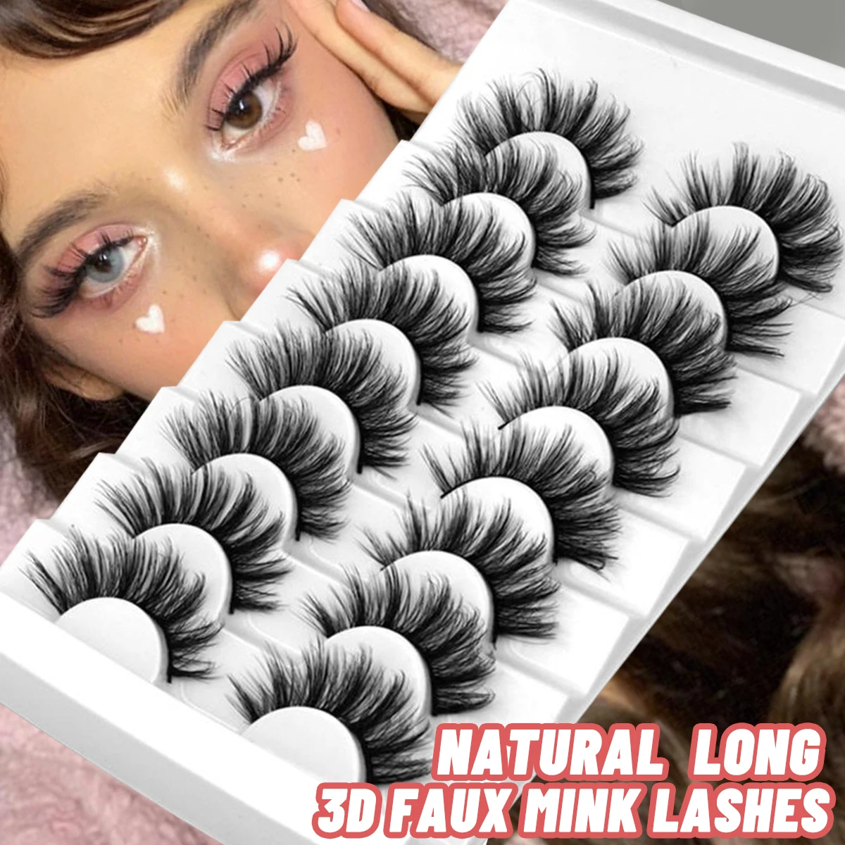 

GROINNEYA 3D Mink Lashes 5/8 Pairs Natural False Eyelashes Fluffy Soft Wispy Volume Dramatic Long Cross Eyelash Extension Makeup
