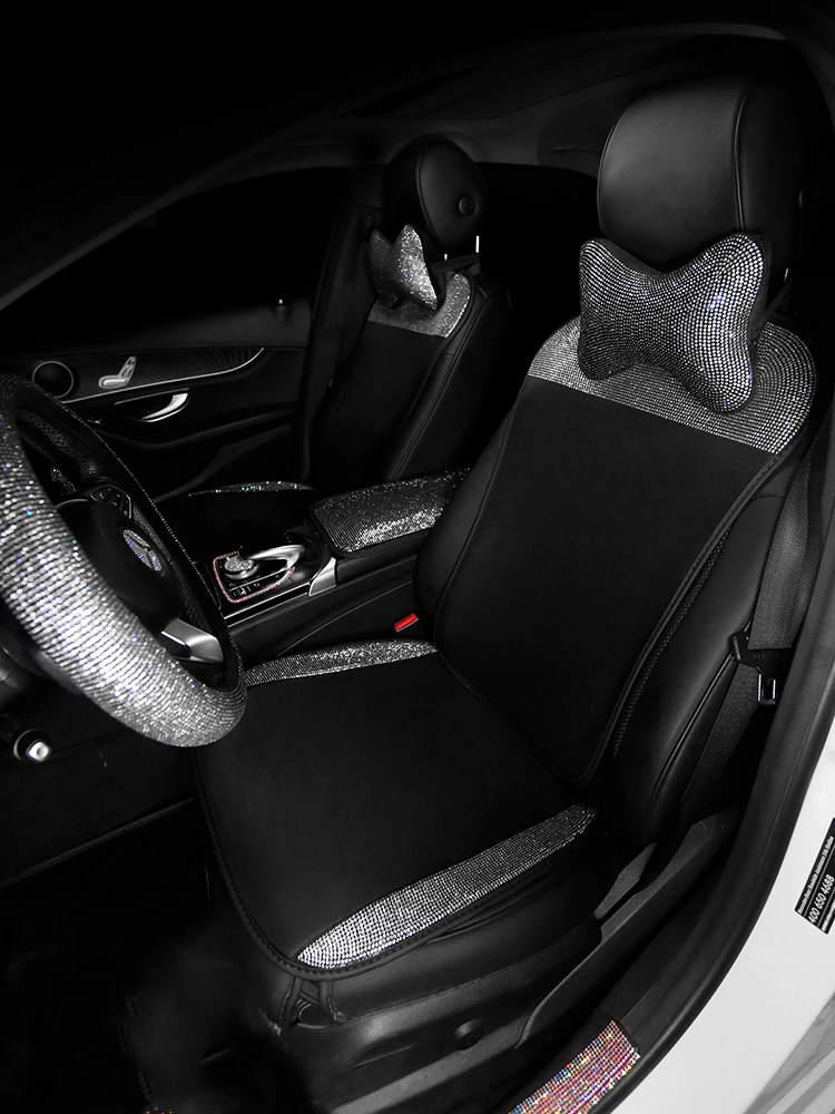 

Seat Covers for Cars Universal Full Set Girly Bling Accessories Women Cushion Vintage Classic Interior Summer Ice Silk Type