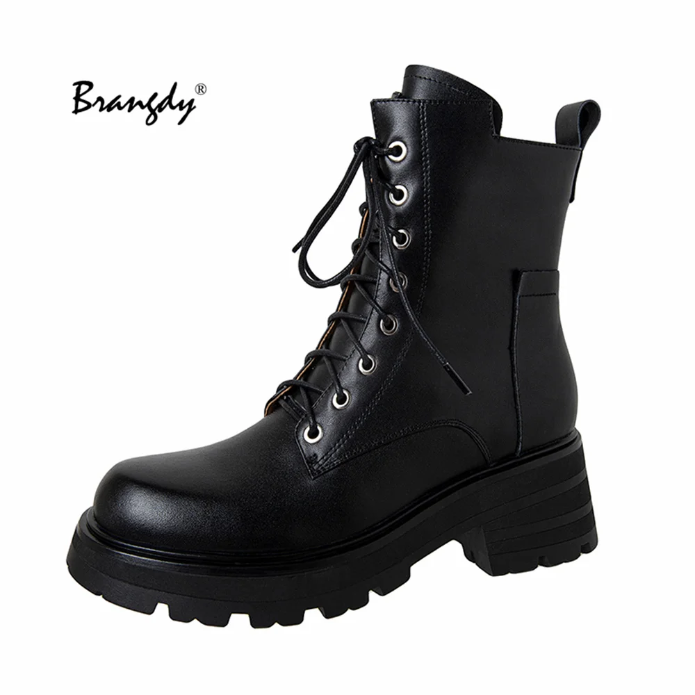 Ботильоны Brangdy для женщин массивные ботинки на платформе женские из натуральной