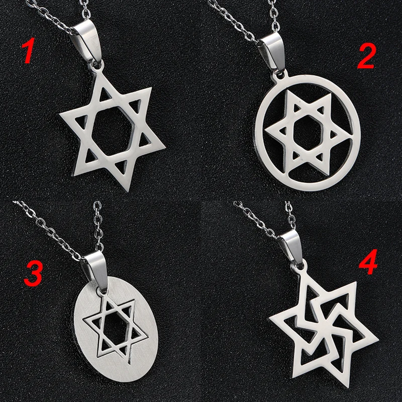 

Stainless Steel Necklace Magen Star Of David Pendant Israel Chain Necklace Women Elegant Wedding Jewelry Wholesale Gift