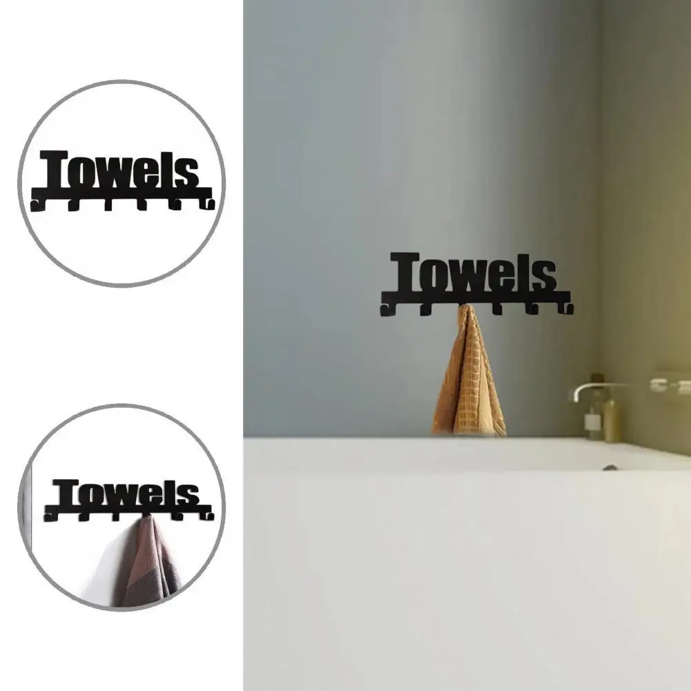 

Long Service Life Sturdy 6 Hooks Letters Design Door Storage Towel Hook for Home