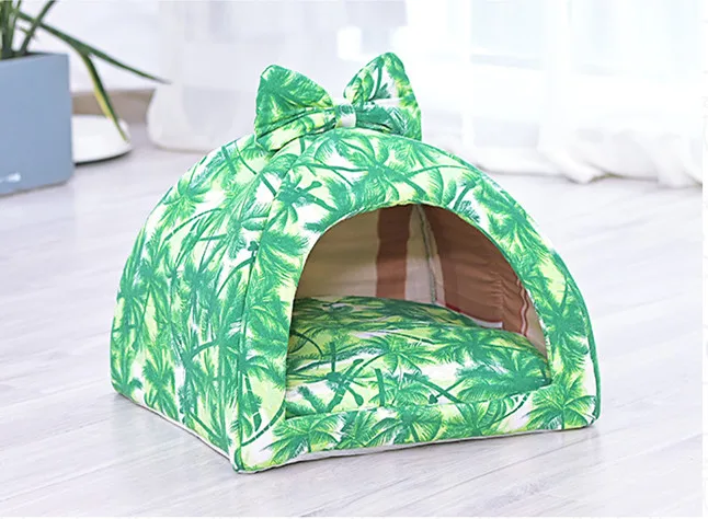 Green tree Собачья Лежанка для кошек собак Мягкая собачье гнездо Конура для щенка теплая подушка корзина Маленькие Средние собаки палатка для животных кровать пещера - Цвет: Green tree