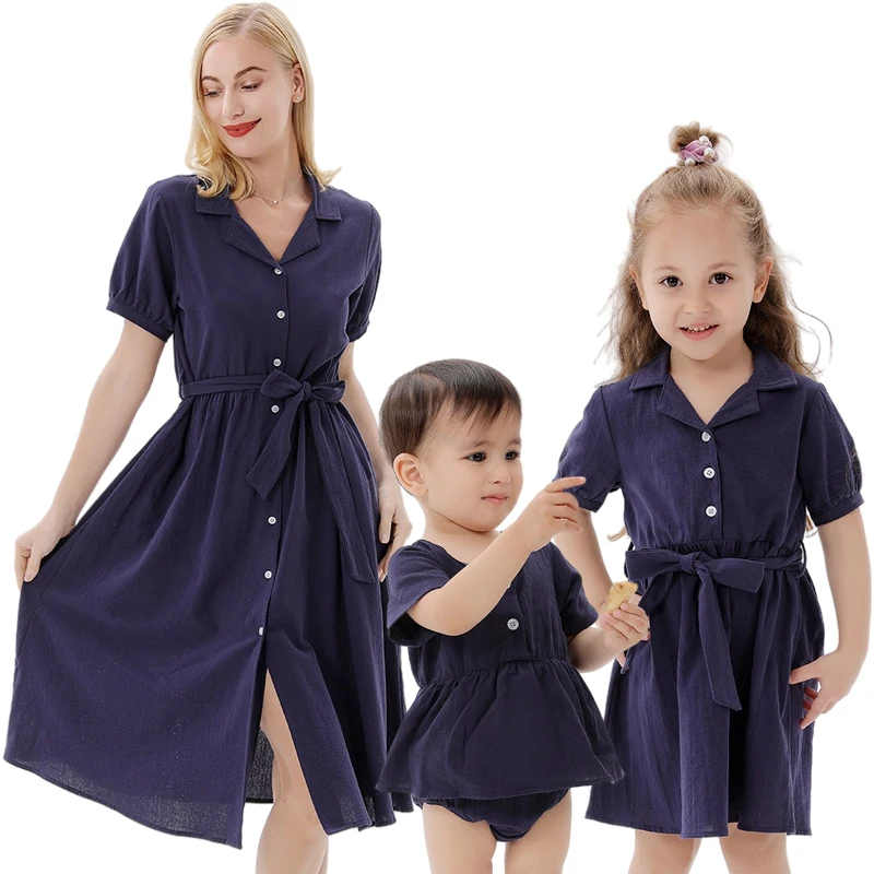 

Summer Family Look Mom Baby Mommy and Me Clothes Fashion Women Girls Cotton Dress Mother Daughter Macthing Dresses Family Clothe