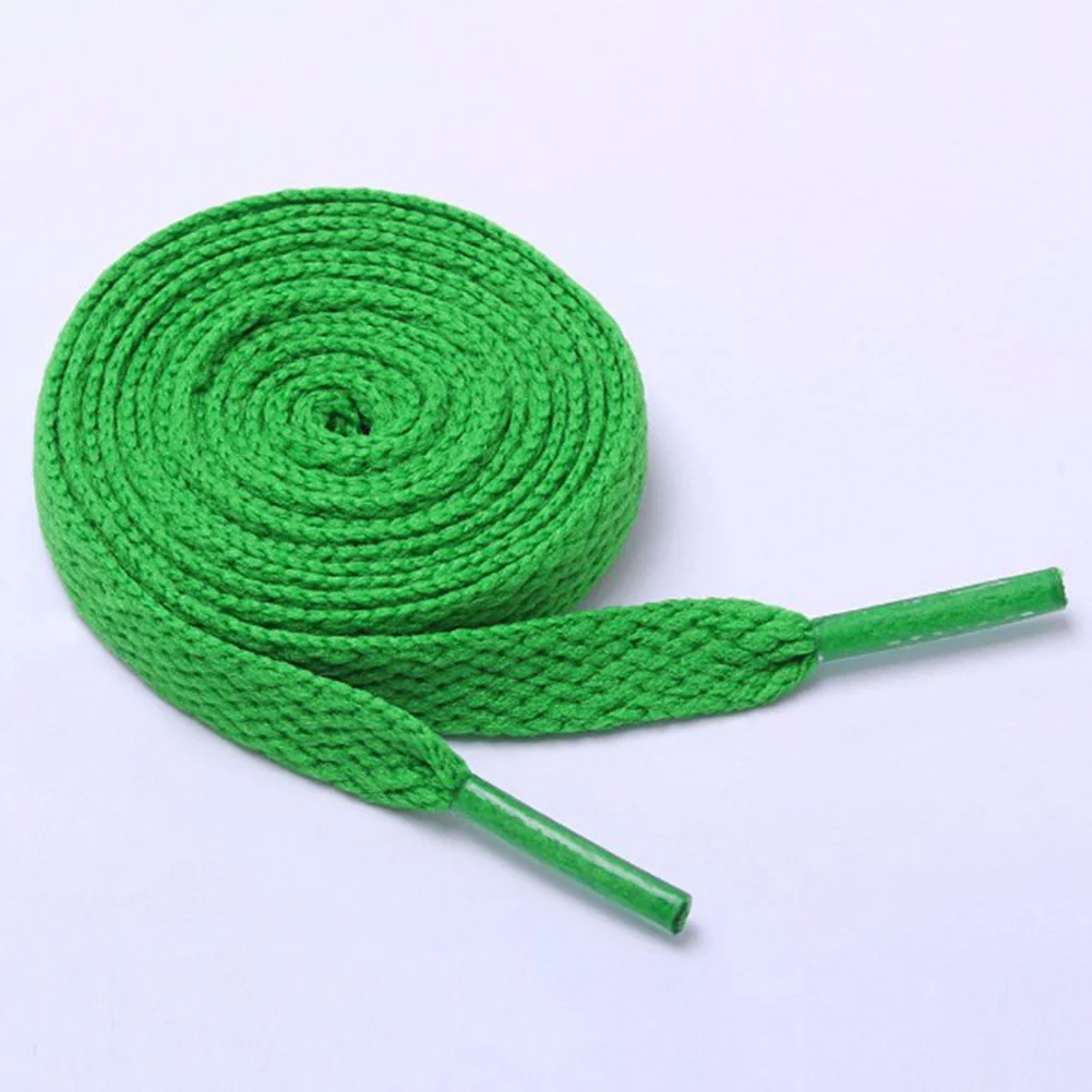 Зеленый 1 пара 120 см плоские шнурки популярные спортивные кроссовки Platte Schoenveters cap Rope Твердые яркие цвета шнурки для обуви желтые - Цвет: Зеленый