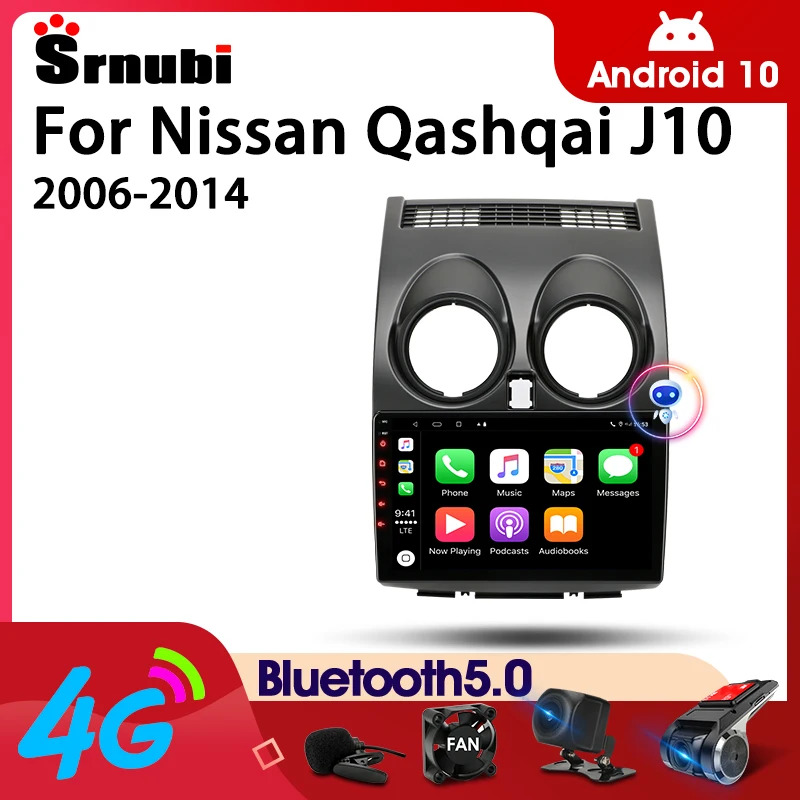 Srnubi Android 10 автомобильное радио для Nissan Qashqai J10 2006-2014 мультимедийный видеоплеер 2 Din