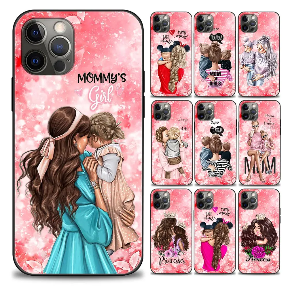 

Baby Mom Girl Queen Phone Case for iPhone 11 12 13 Pro Max 7 8 SE XR XS Max 5 5s 6 6s Plus Soft Silicone Cover Coque Funda Capa