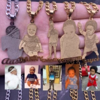gold plated cartoon name pendent necklace for kids custom personal photo picture portrait nameplate pendent for family gift