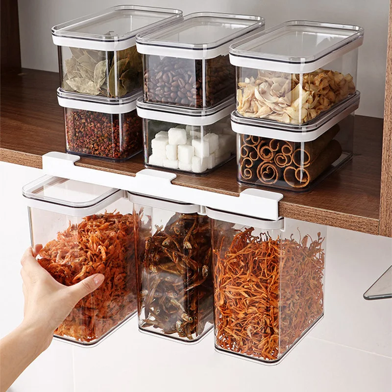 

Food Storage Tank Box Kitchen Sealed Storage Food Container With Lid Stackable Grain Rice Jar Bottle Box Kitchen Organizer Tanks