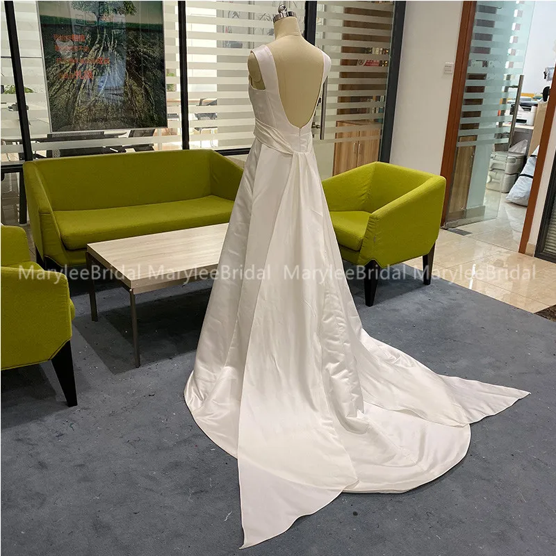 Элегантное платье-трапеция свадебные платья круглый вырез без бретелек