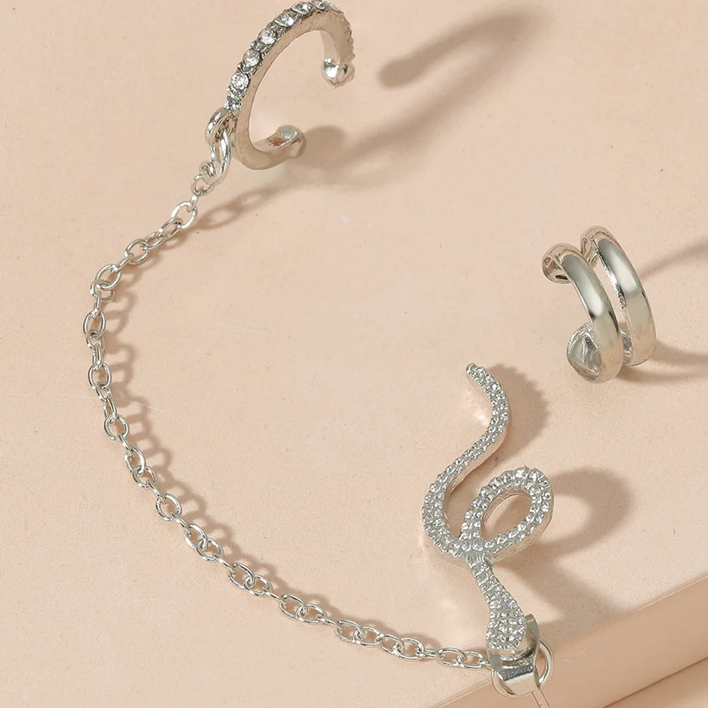 ZYZQ панк змея цепочка клипсы серьги без отверстий набор ретро имитация циркония в