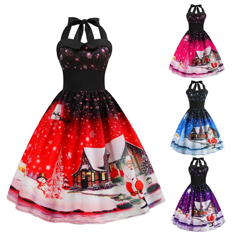 

Teenage Christmas Dresses for Princess Women's 3D Print Short Sleeve Unique Casual Flare Vintage Midi Dress Vestido