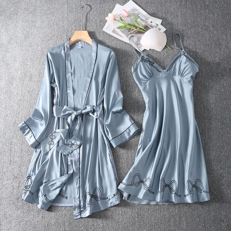 Женская Весенняя Новинка халат-кимоно набор сексуальный v-образный вырез с