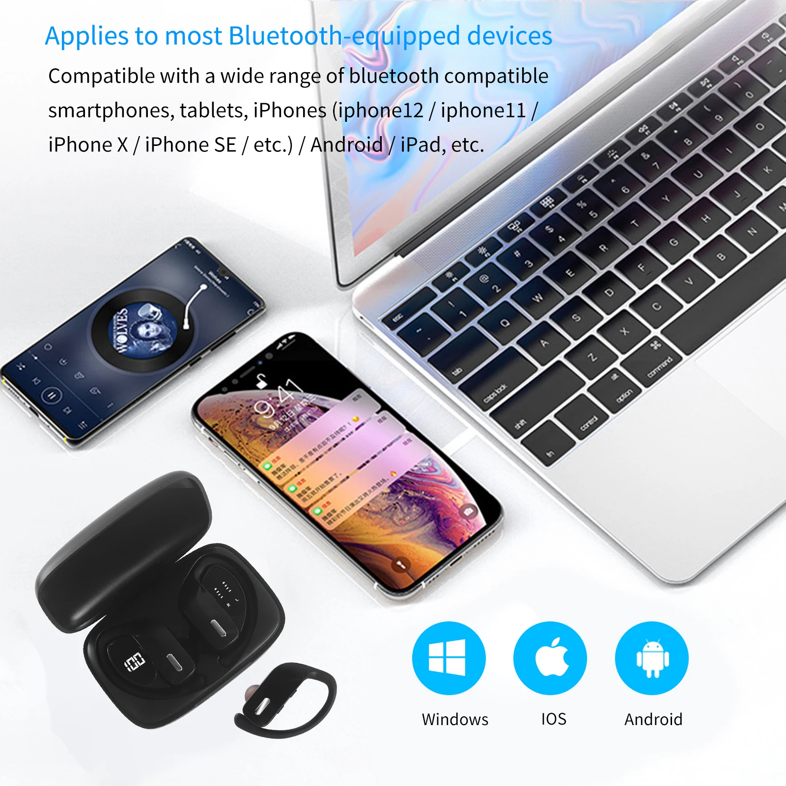 Bluetooth-гарнитура CHYI модные черные Беспроводные наушники с заушником музыкальные