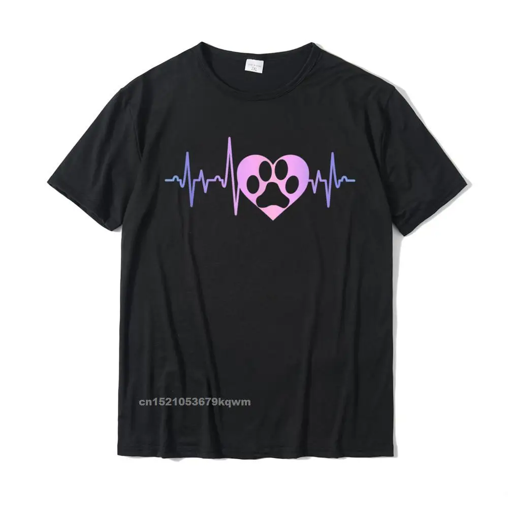 

Dog Paw Print Heartbeat EKG Women Women Mom Puppy Lover Gift T-Shirt Male Funky Summer Tops Tees Cotton T Shirt Casual