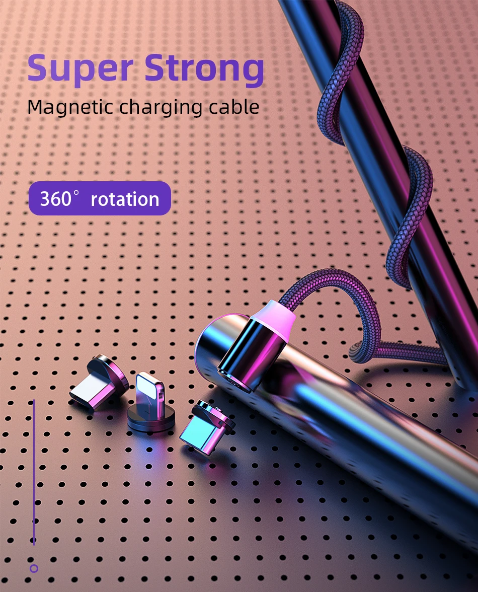 NOHON 3 в 1 светодиодный магнитный зарядный кабель с разъемом Micro usb type C для iPhone X 7 8 6S XS Xiaomi 4 Магнитный кабель для быстрой зарядки 1 м