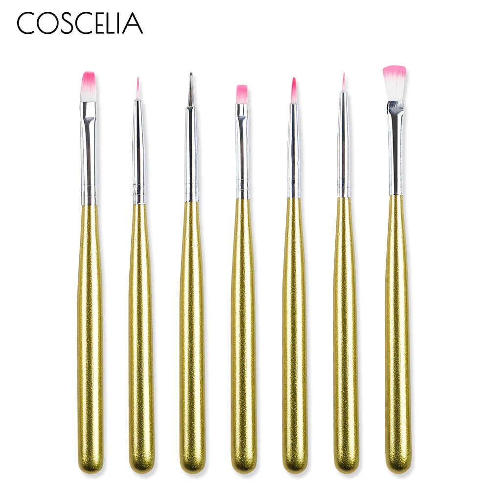 COSCELIA, кисти для маникюра, инструменты, прозрачные для ногтей, кисти для нейл-арта, для градиента, для гелевого лака, для рисования - Цвет: 7pc Nail Brush 01