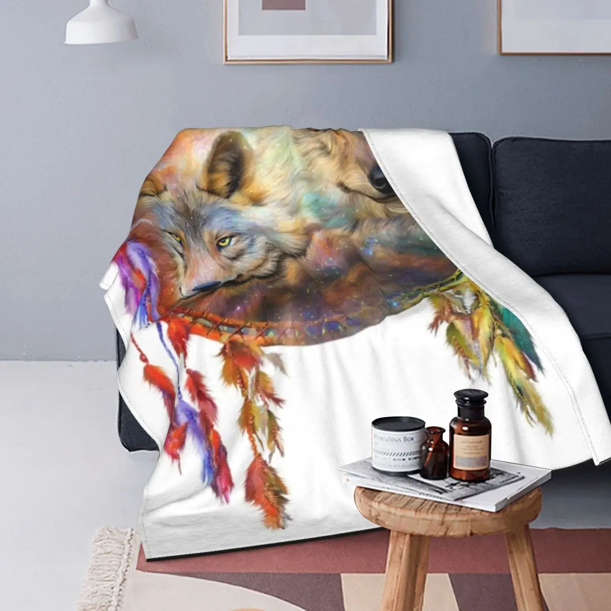 

Dreamcatcher Blankets Flannel Printed Colorful Feathers Breathable Warm Throw Blankets for Bedding Bedroom Bedspread