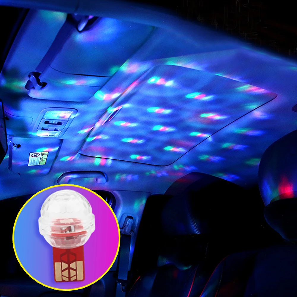 

Car Lamp USB Light DJ RGB Mini Colorful Music Light Holiday Party Atmosphere Interior Lamp Welcome Light Bulb Auto Accessories