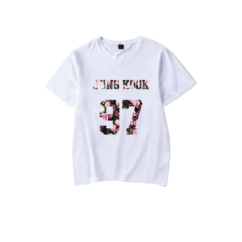 Kpop JUNG KOOK Белая Футболка модная Bangtan футболка с коротким рукавом летняя черная