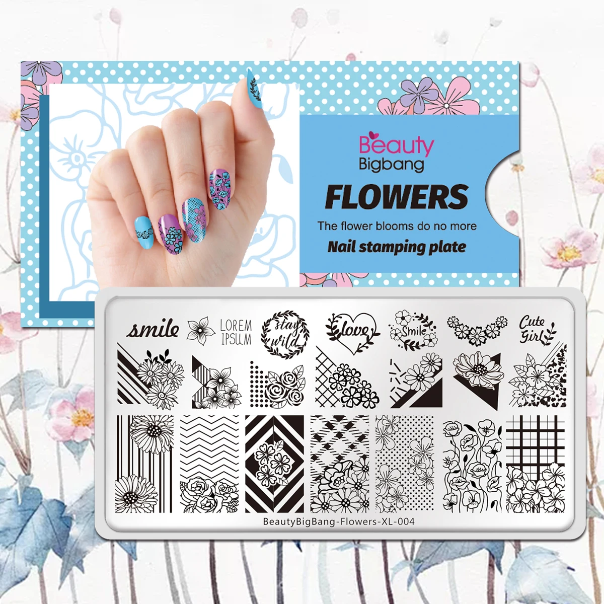 BeautyBigBang штампованные пластины для ногтей Smile Love Rose Block геометрическое изображение