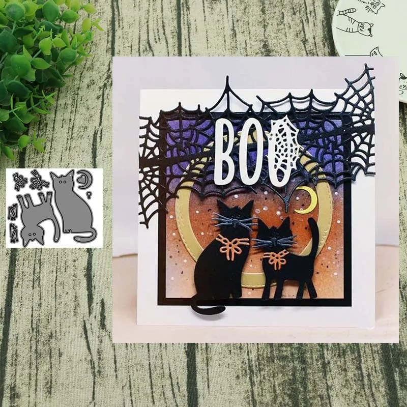 Металлические Вырубные штампы в виде кошки на Хэллоуин вырезанные формы для