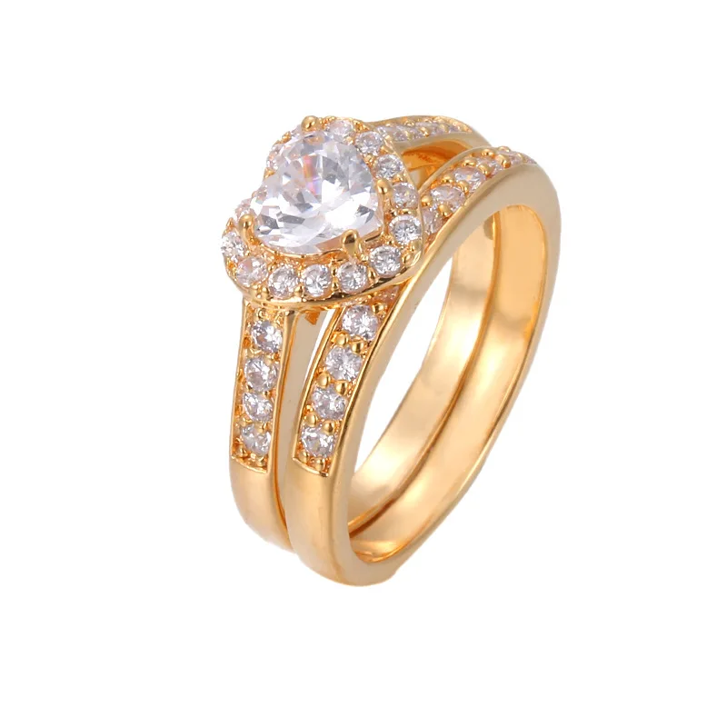 Damesring Kroon Hartvormig Bruiloft Verlovingsring Ingelegd Kleurrijk Veelkleurig Strass Mode glamor Paar Sieraden Geschenken|Кольца для