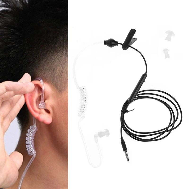 

New 3.5mm Air Tube Anti-radiation Stereo In-Ear Single Headset Earphone With Mic X6HA