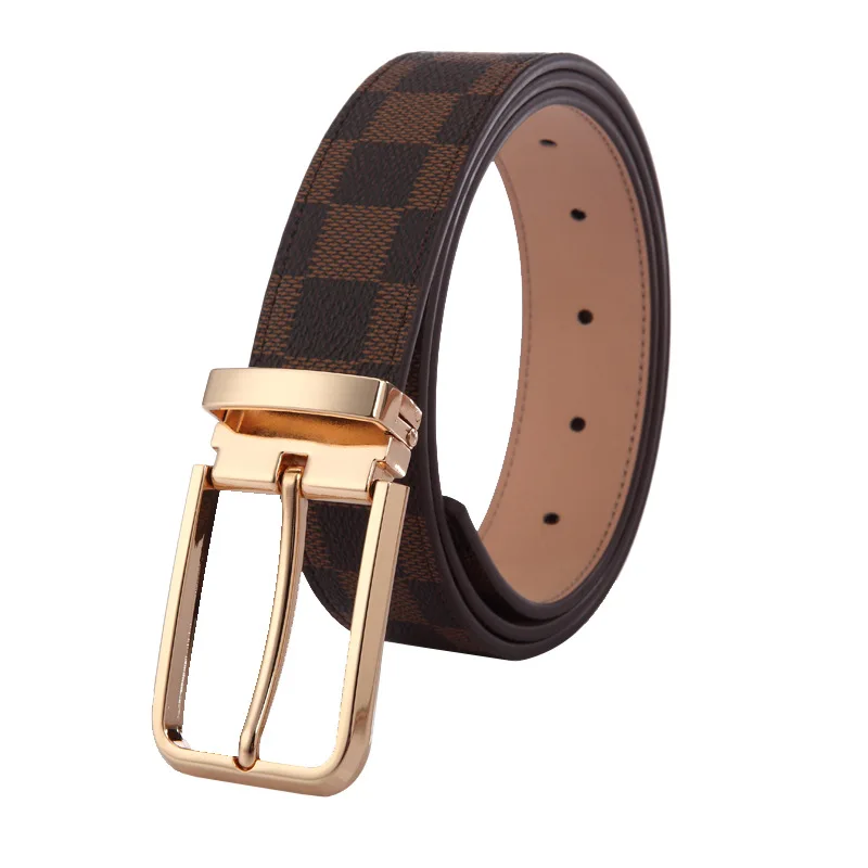

Fashion Genuine Leather Men Belt Men Luxury Brand Designer Top Quality Lattice Belts Classic Vintage Pin Buckle Men Strap