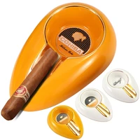 cohiba cigar gadgets ceramic ashtray portable single cigar holder ash slot yellow tobacco cigarette ashtrays smoking accessories