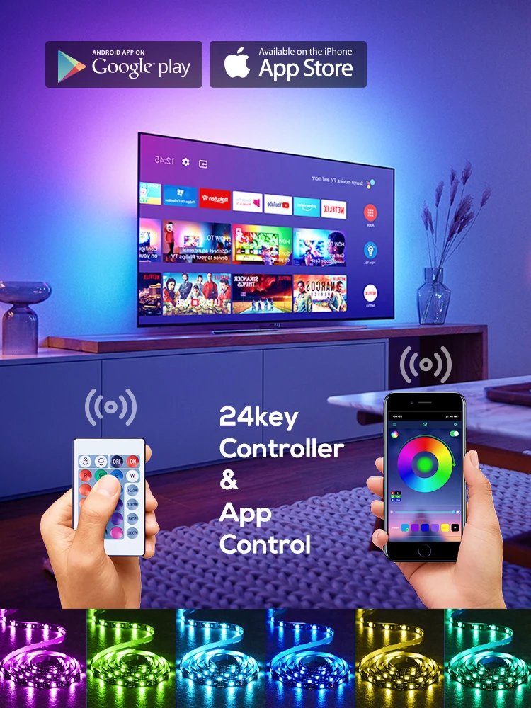 Цветная (RGB) Светодиодные ленты светильник USB ТВ Экран DC 5V SMD5050 ИК Управление/Bluetooth