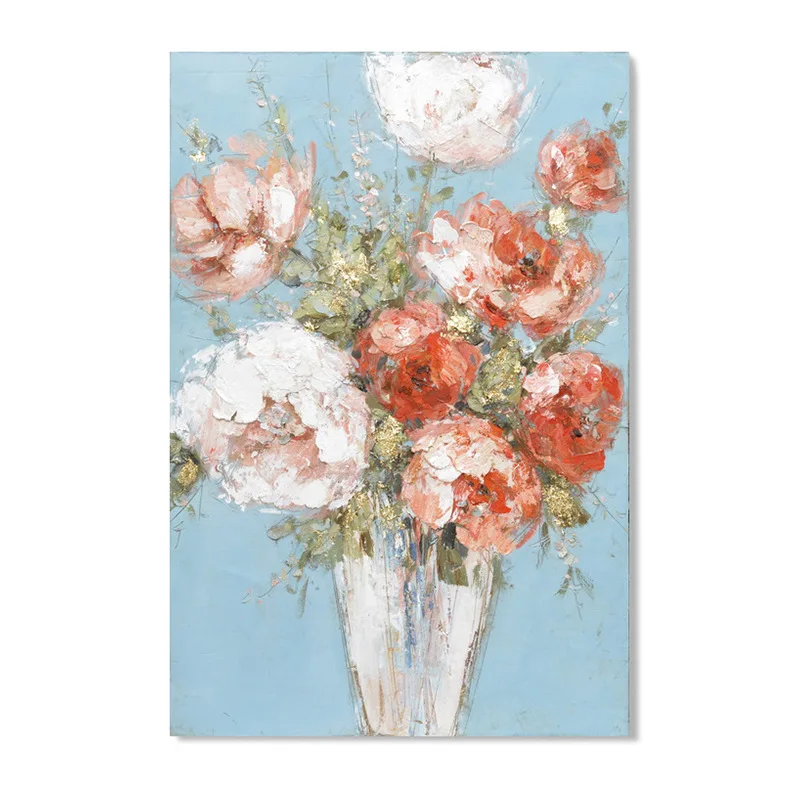 

Floral Bouquet Canvas Wall Art: Abstract Flower Painting Hand Painted Artwork for Bedrooms Washrooms