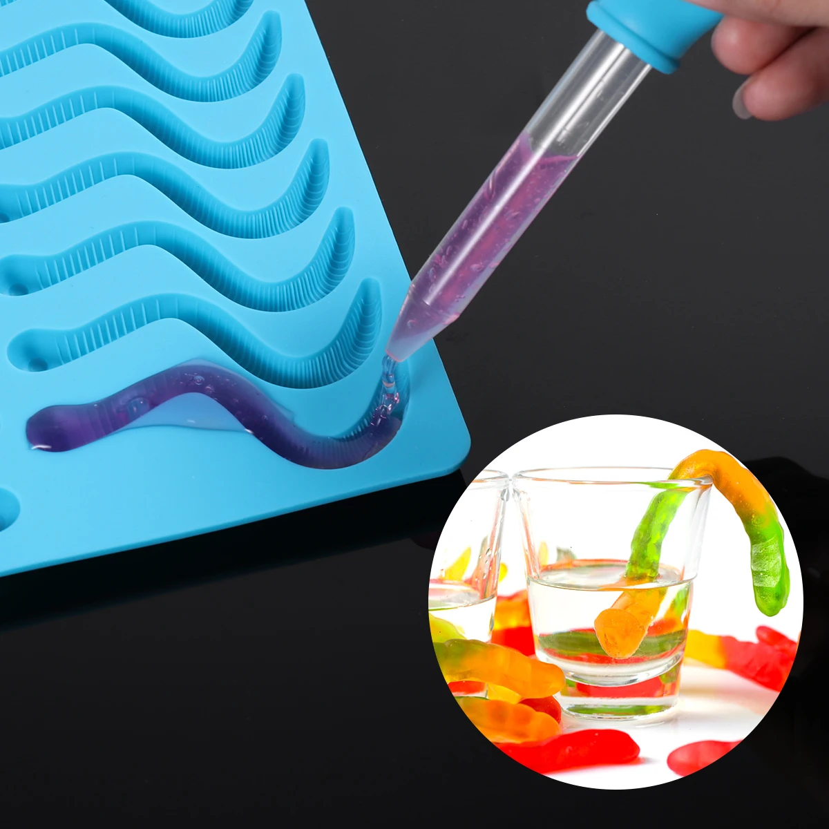 Формочка в виде мозга Jello Mold Gummy Worm силиконовая форма Yummy Spooky реквизит для дома