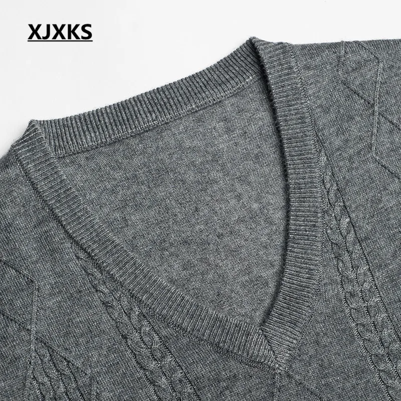 Шерстяной вязаный свитер XJXKS мужской жилет без рукавов Осень-зима 2020 новый