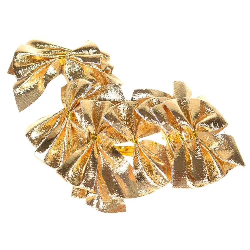 12 шт. золотые банты украшения для рождественской елки Рождественское украшение