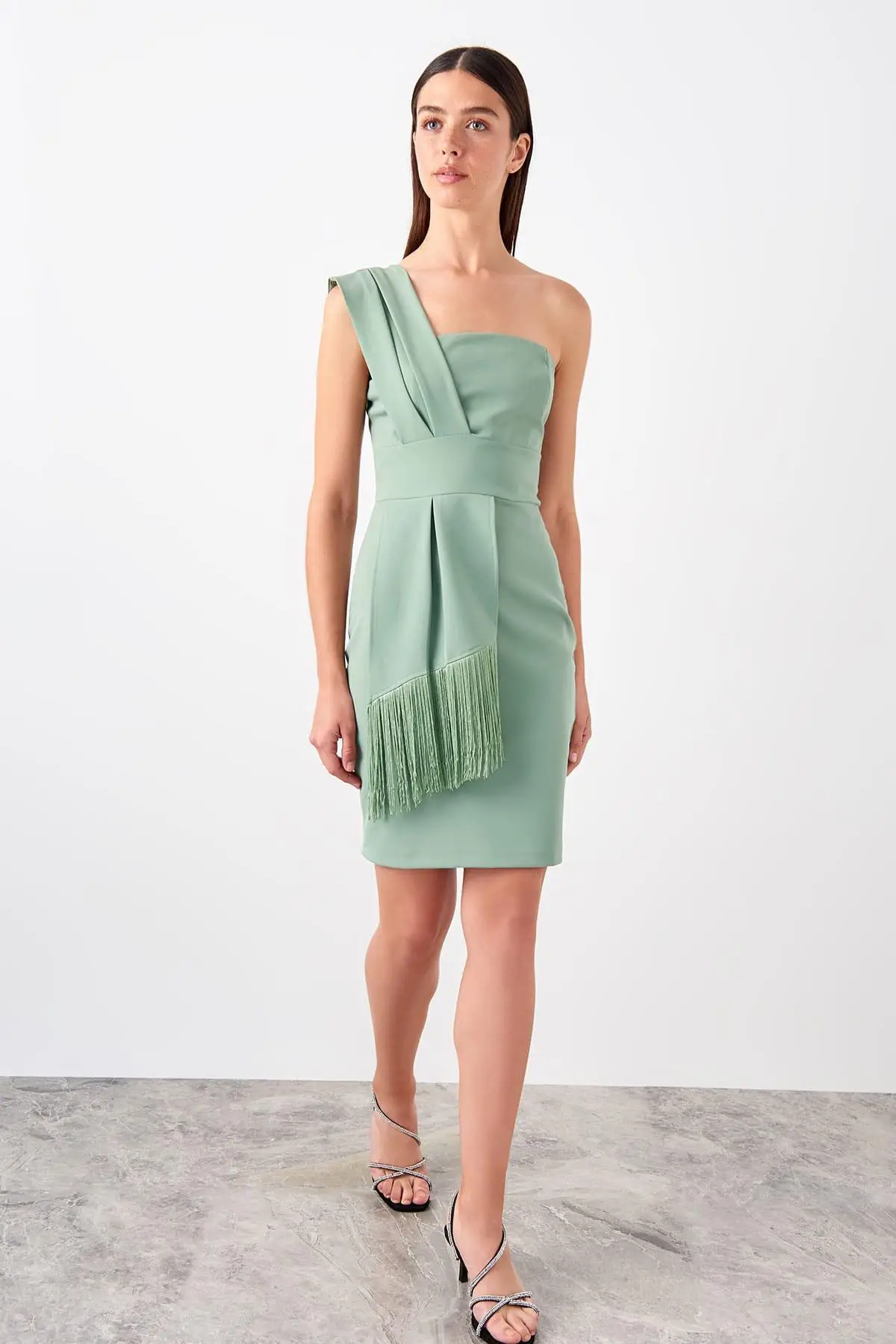 Trendyol зеленое платье с кисточками TPRSS19EL0331|Женские платья| |