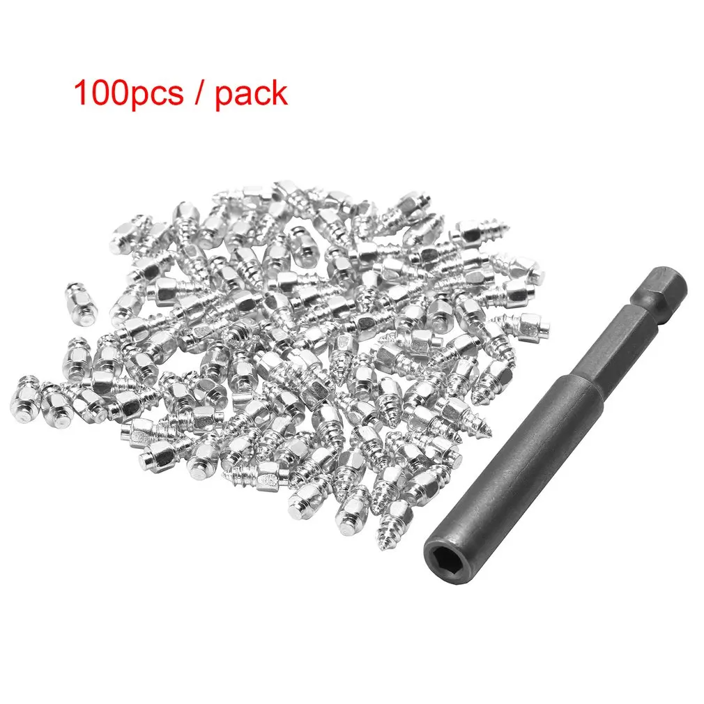 100 Pcs Stud Screw 9mm + 1 Pc Drill Sleeve Auto Car SUV ATV Anti-Slip Wheel Tyre Snow Tire Spikes Trim | Автомобили и мотоциклы
