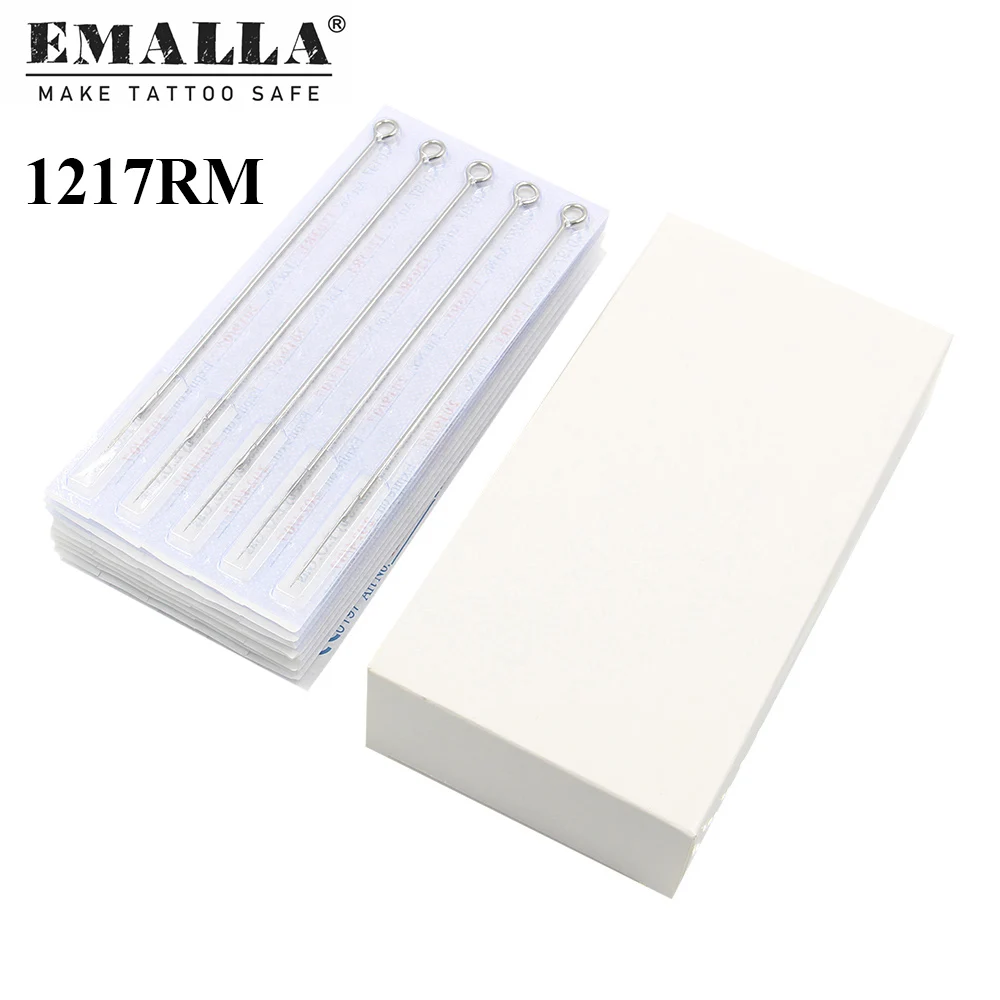 EMALLA 50 шт. Профессиональные 17RM иглы для татуировки 17 круглые большие винные