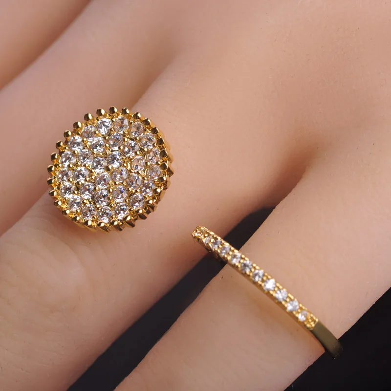 Женское кольцо с цирконом MECHOSEN регулируемое золотистого/медного цвета зубчатой