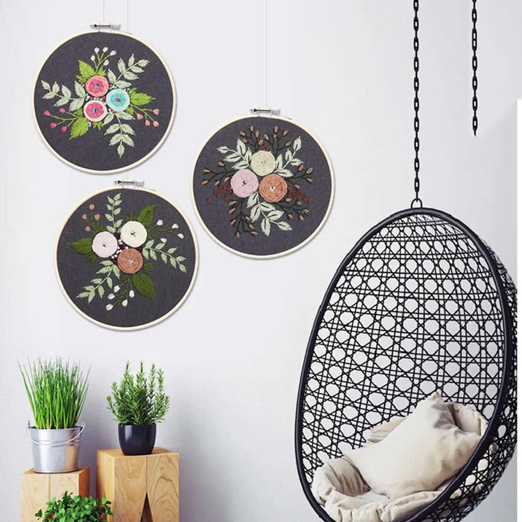 Серая ткань простые цветы DIY картина узоры ручной работы вышивка аксессуары